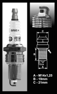 Preview: Zündkerze BRISK DR15YS SILVER 1462 LPG - 0,7 mm ELEKTRODENABSTAND